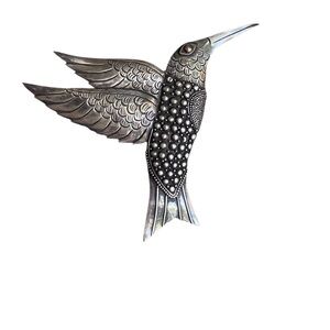 Sterling Silver HUMMINGBIRD PIN BROOCH Amazing Details Lovely Statement piece